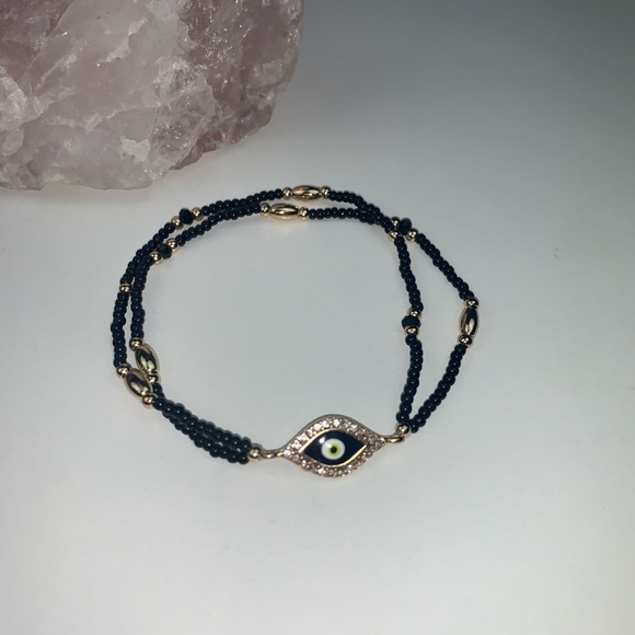 🧿Evil Eye Pave Beaded Stretch Bracelet - Picture 6 of 8